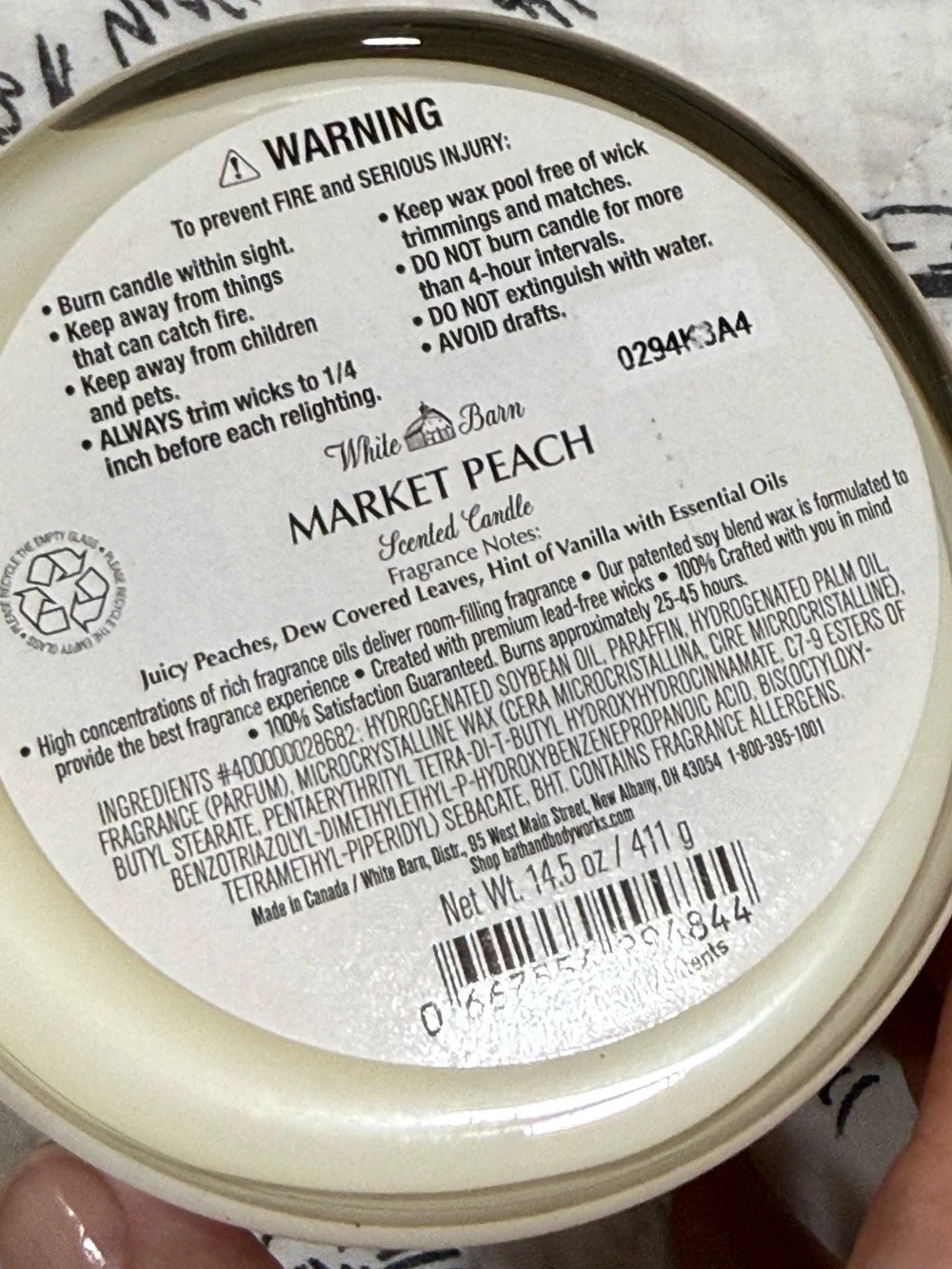 NEW Bath & Body Works Market Peach  3 Wick Candle - Picture 4 of 4
